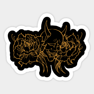 Hannya Mask & Peonies Sticker